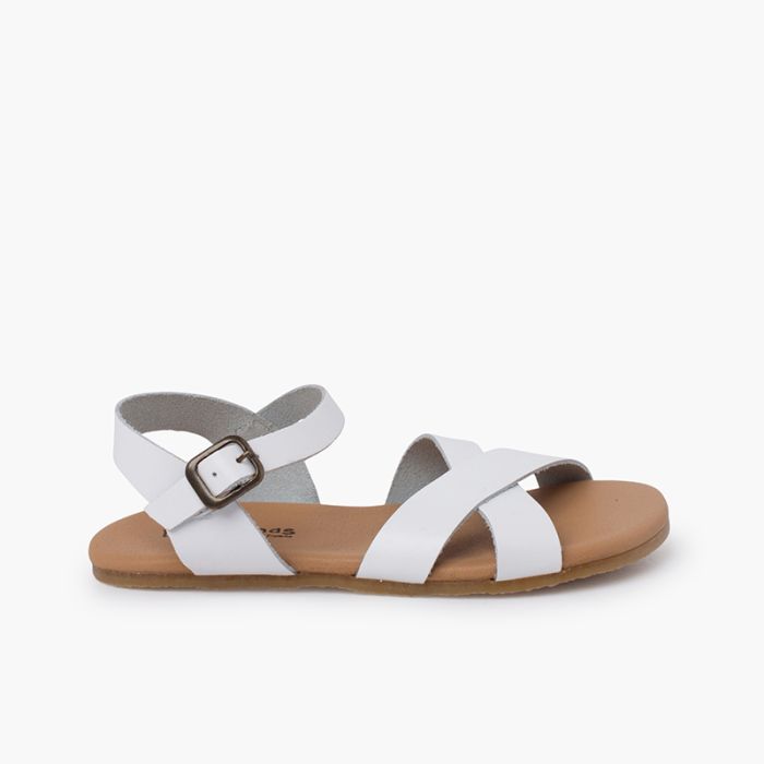 Sandales barefoot brides croisées cuir nappa