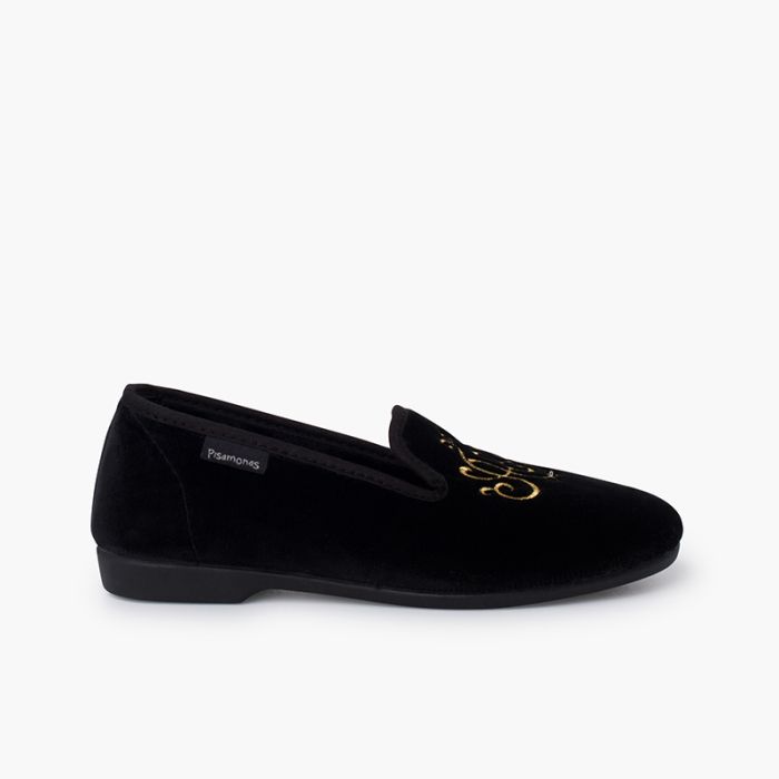 Chaussures venitiennes velours avec broderie