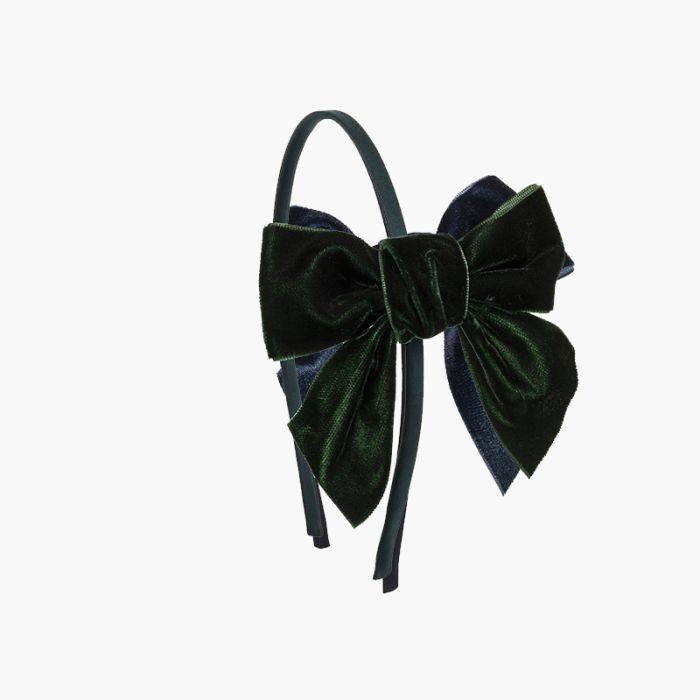 Bandeau en satin avec nœud en velours