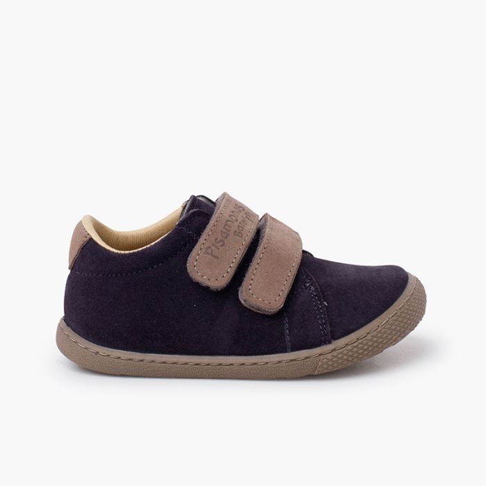 Baskets barefoot fermeture à scratch cuir suédé