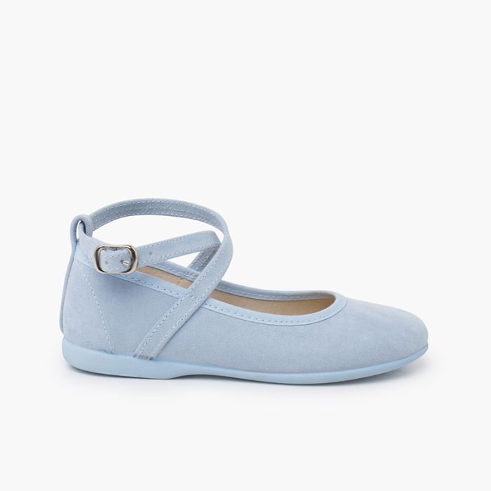 Chaussures babies effet suède bride croisée et boucle