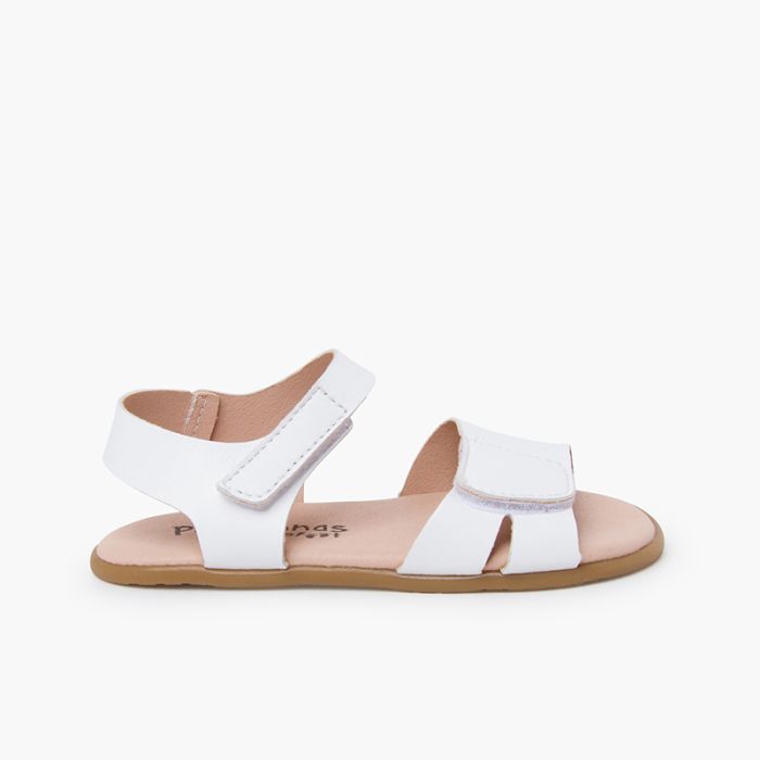 Sandales barefoot en cuir bride avant à scratch