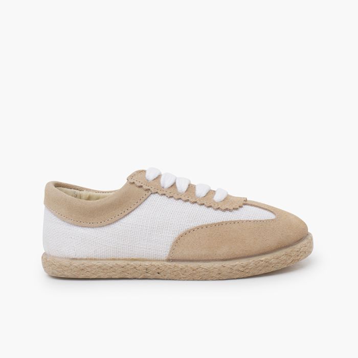 Baskets lin et suède combinées