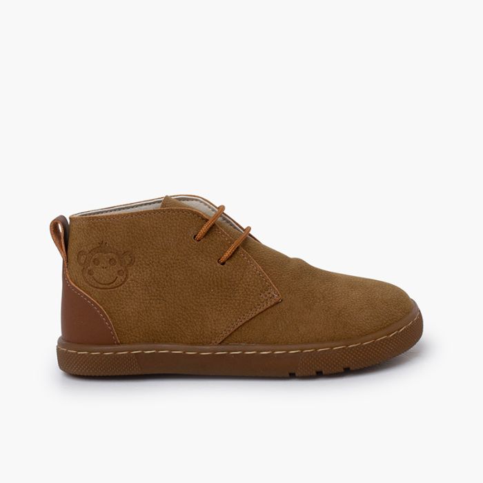 Bottes garçon barefoot lacets talon cuir