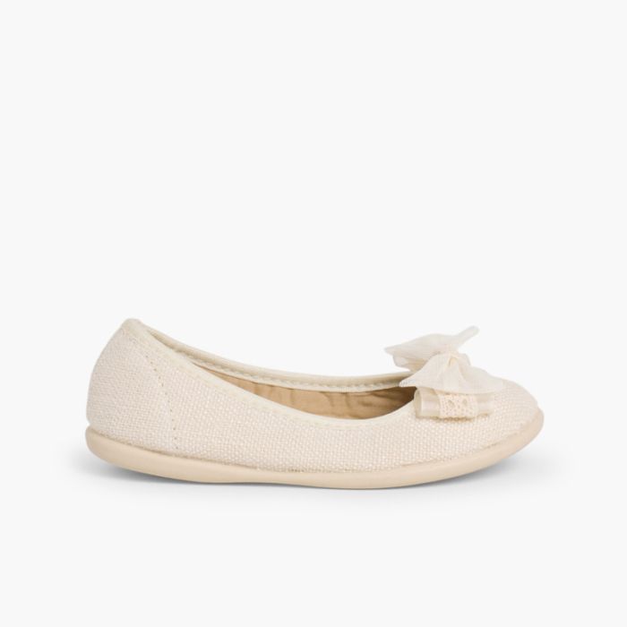 Ballerines pour Fille et Femme en toile avec ruban en tulle   