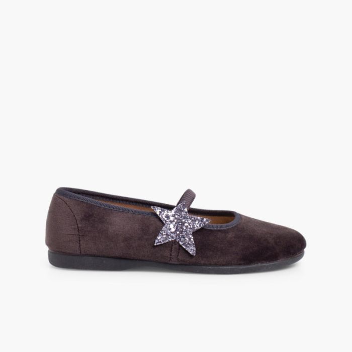 Ballerines pour fille avec Etoile Glitter et Bande Elastique