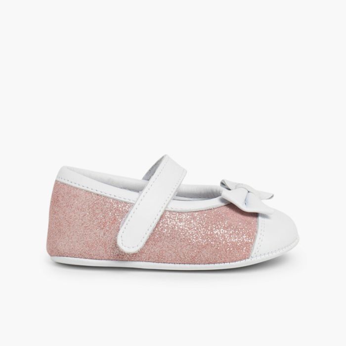 Chaussures Babies à à scratch en Cuir Nappa et Cuir Suédé Brillant
