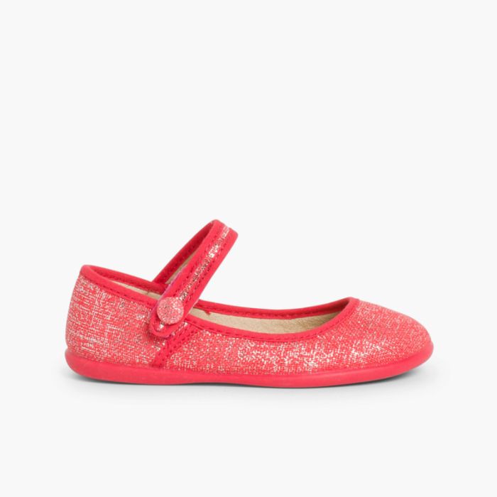 Chaussures babies à scratch en lin métalisé