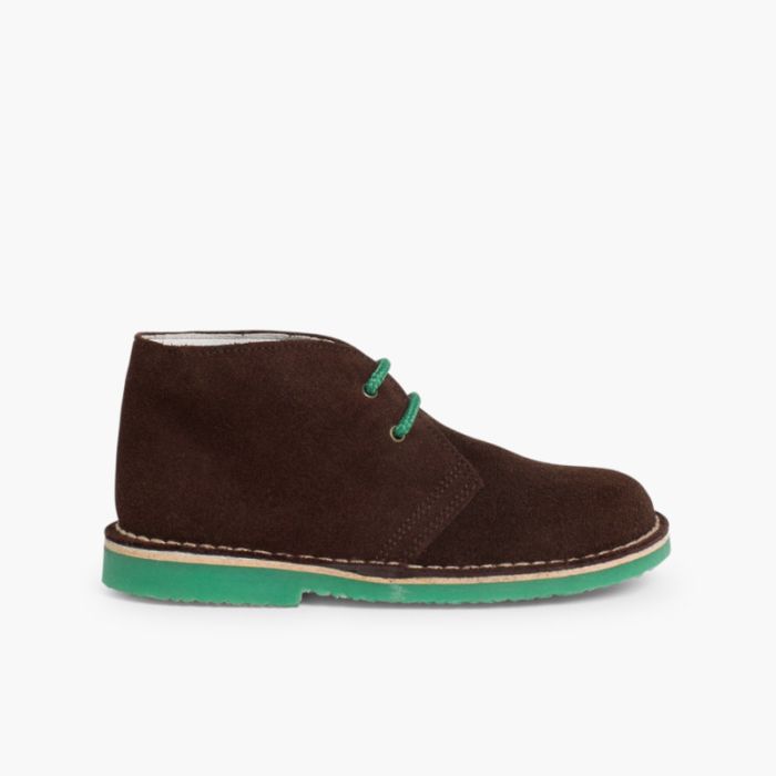 Bottines Chukka avec Semelle et Lacets de Couleur