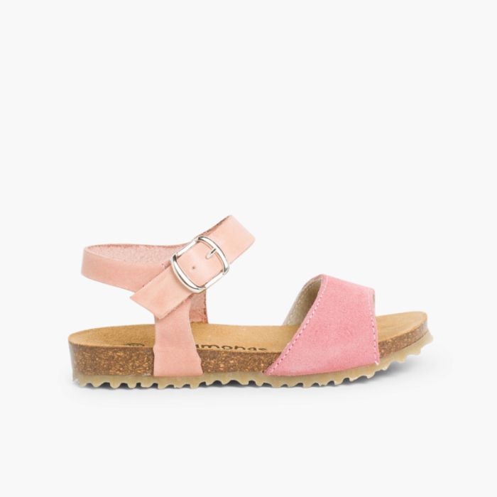 Sandales en cuir et en suède fermeture à boucle