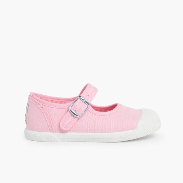 Tennis en Toile pour Fille - Fermeture à Boucle et Bout Renforcé