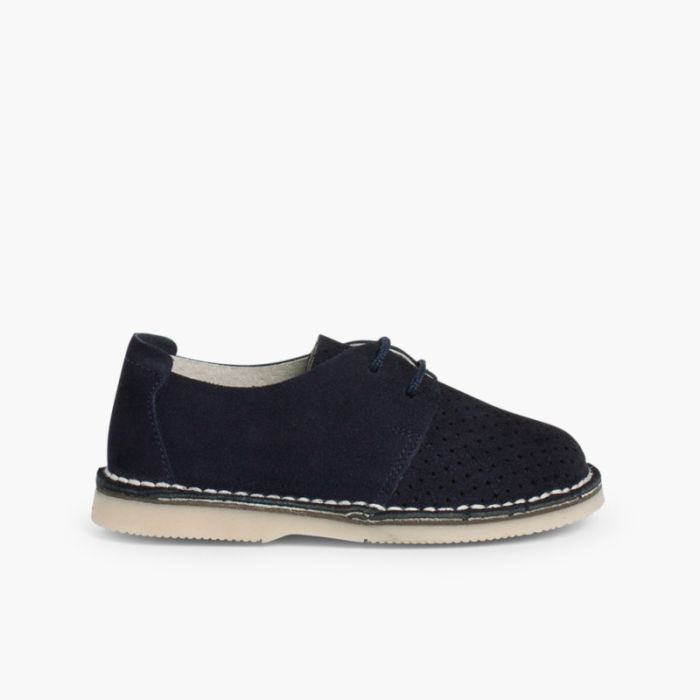 Chaussures Derbies en Suède Perforé