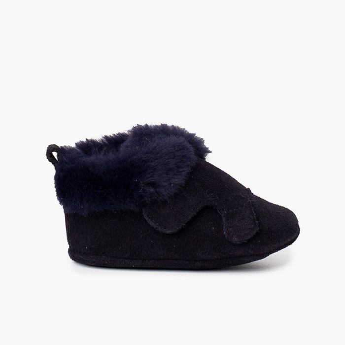 Bottines en cuir fourrure velours