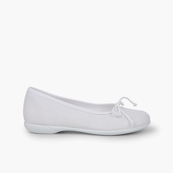 Ballerines de cérémonie en lin pour fille 
