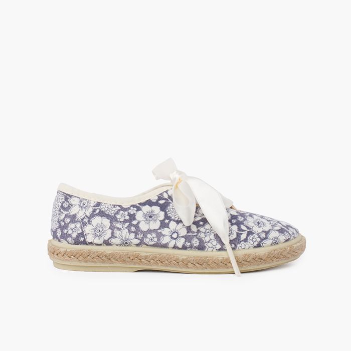 Derbies à Fleurs et Jute Lacets en Satin