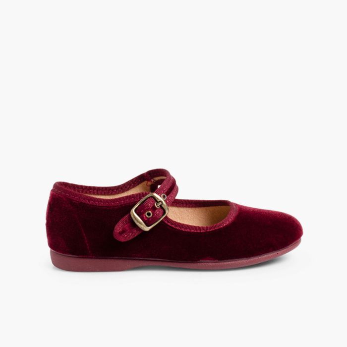 Chaussures Babies Fille en Velours Fermeture à Boucle