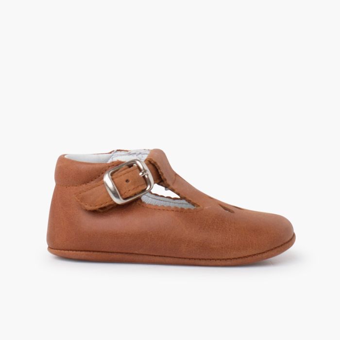 Chaussures salomé bébé en cuir avec détail perforé