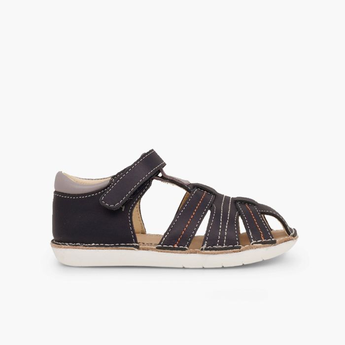 Sandales en cuir pour garçon avec du à scratch