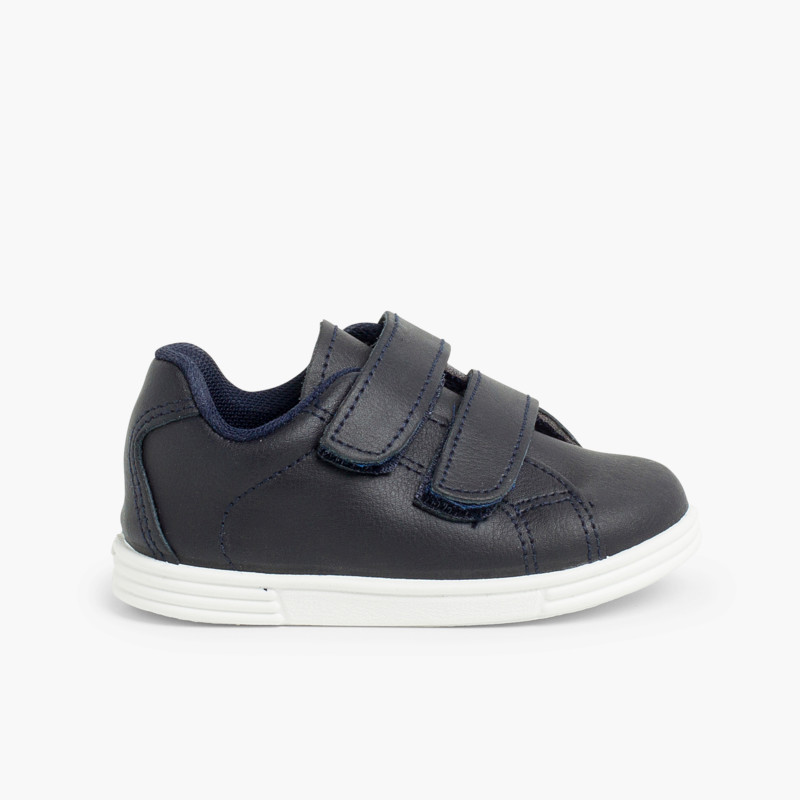 Chaussures de sport pour bébé et enfant cuir Lavable Bleu Marine