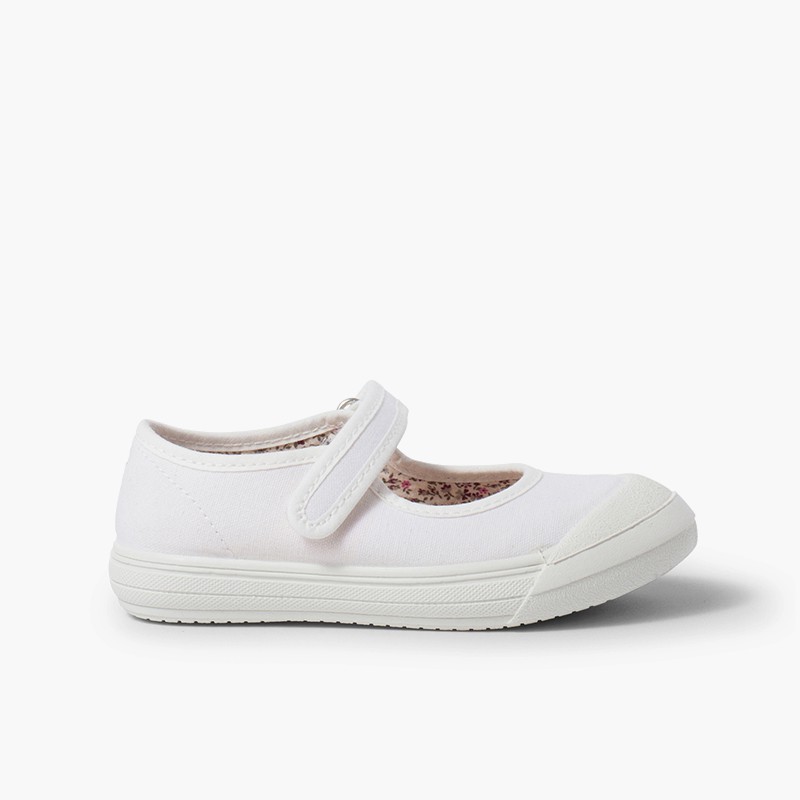 Chaussures Babies à scratch Bout Caoutchouc Renforcé Blanc