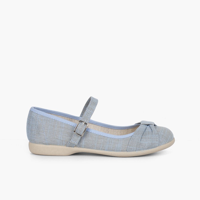 Chaussures babies cérémonie fille nœud fermeture à boucle Bleu