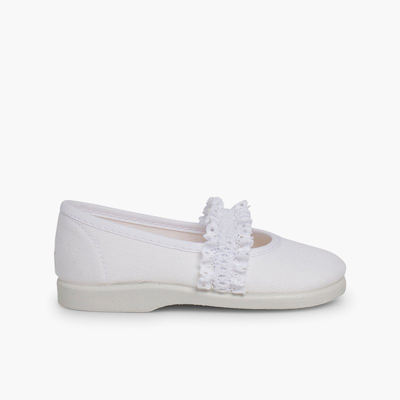 Chaussures babies Fille Bande Élastique Dentelle Blanc