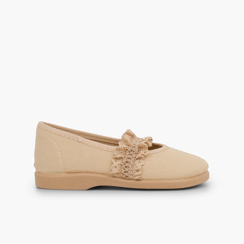 Chaussures babies Fille Bande Élastique Dentelle Sable