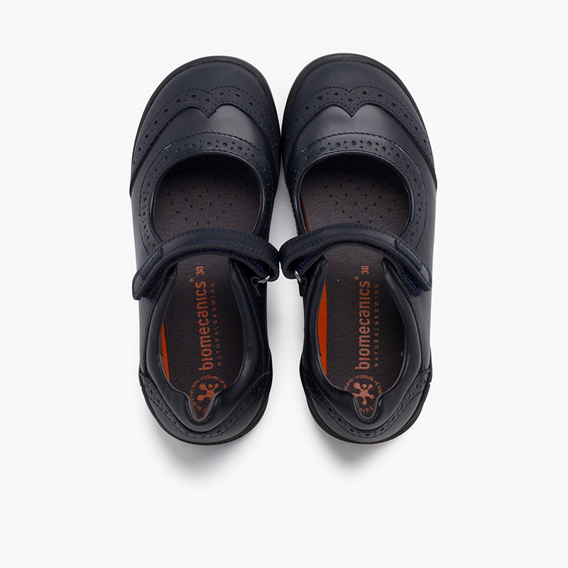 Chaussures d'école fille Biomecanics avec haché Bleu Marine