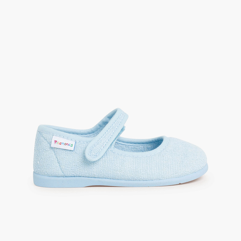 Chaussons babies en Tissu Éponge à scratch Bleu Ciel