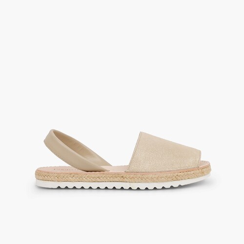 Sandales avarcas pour fille et femme suède brillant Beige