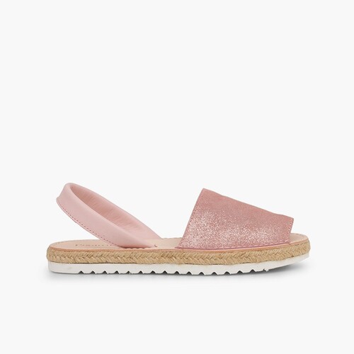 Sandales avarcas pour fille et femme suède brillant Rose