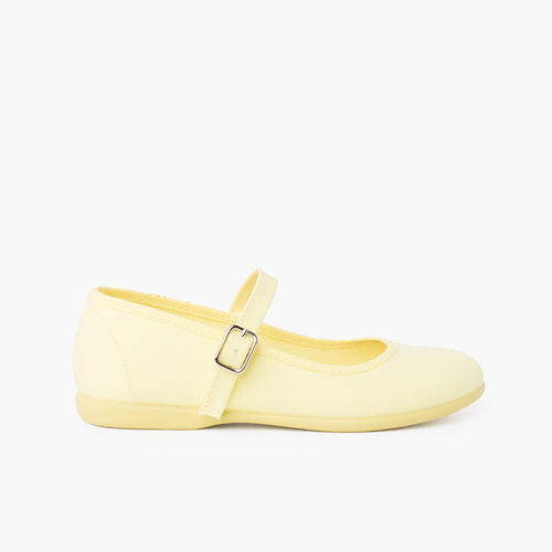 Babies en toile pour fille avec fermeture à boucle Jaune citron