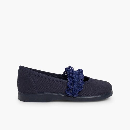 Chaussures babies Fille Bande Élastique Dentelle Bleu Marine