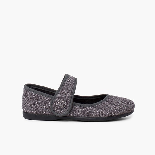 Chaussures babies fille tweed avec fermeture à scratch Gris