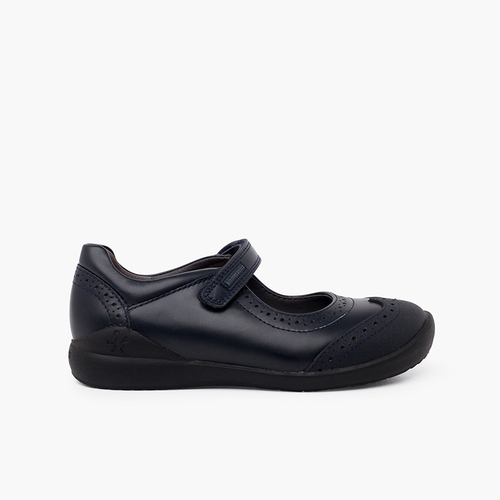 Chaussures d'école fille Biomecanics avec haché Bleu Marine