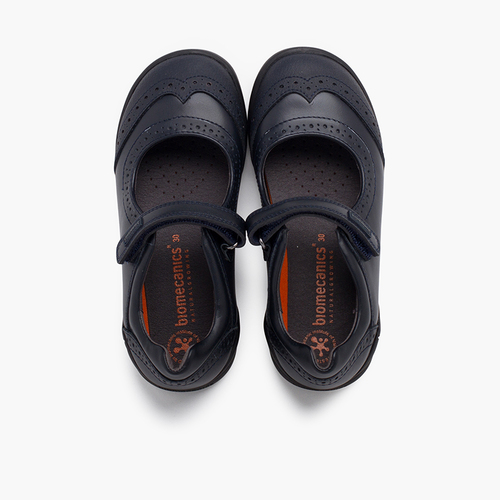 Chaussures d'école fille Biomecanics avec haché Bleu Marine
