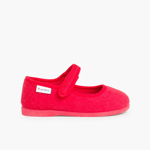 Chaussons babies en Tissu Éponge avec à scratch Rouge