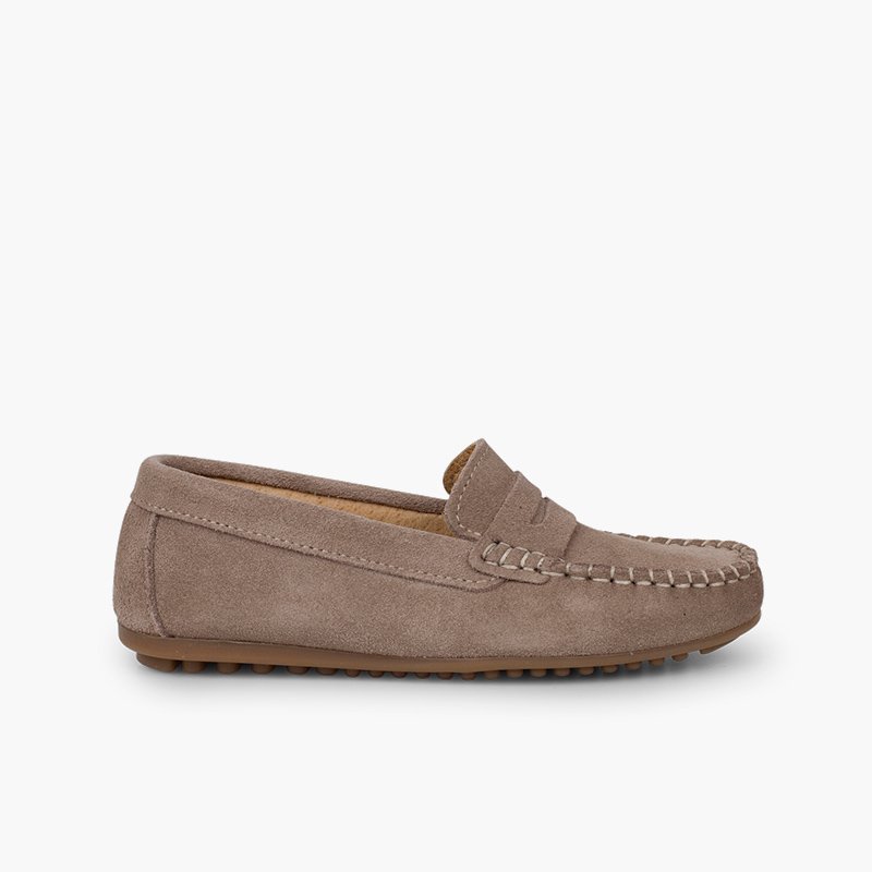 Mocassins garçon en suède  Taupe