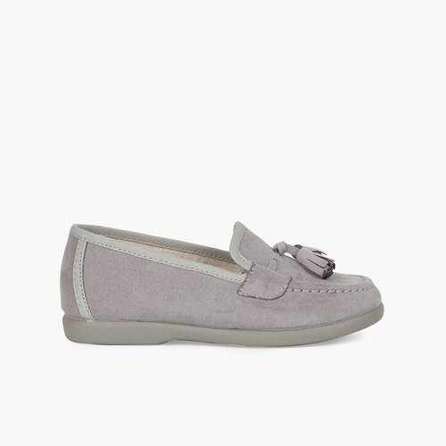 Mocassins pompons serratex Gris Perle