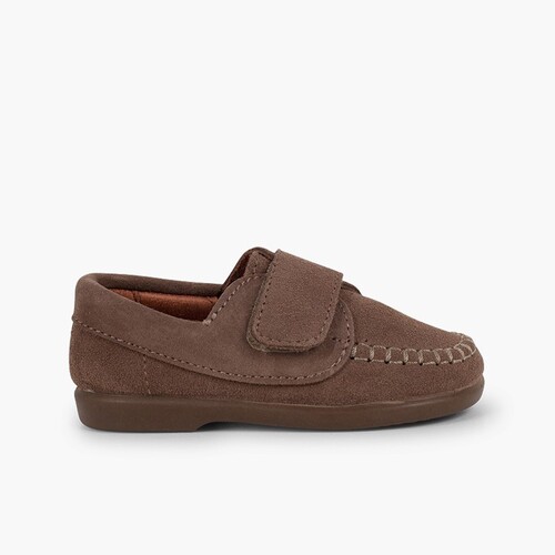 Mocassins en Suède avec à scratch  Taupe