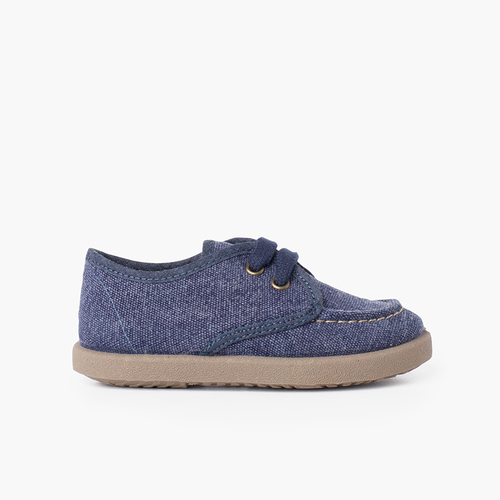 Chaussures Bateau Toile Casual Semelle Sport Bleu denim