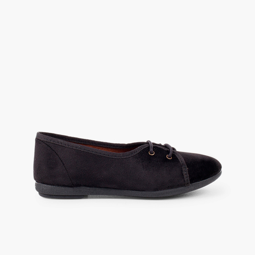 Derbies en velours façon ballerines pour fille Noir