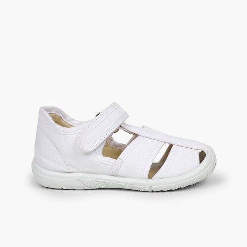 Chaussures salomé sandale à scratch enfant bout renforcé Blanc