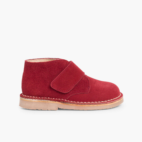 Suède Desert Boots Bottines Chukka à scratch pour Enfants Bordeaux