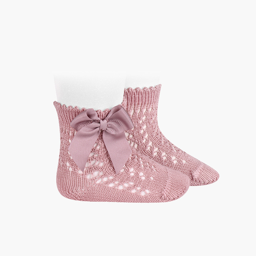 Chaussettes courtes Perle avec noeud Rose Claire