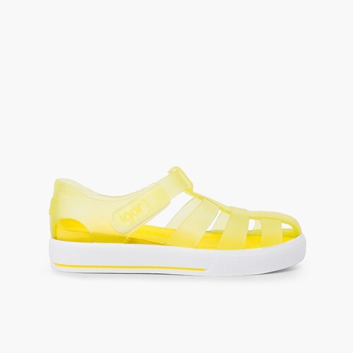 Sandales de plage avec du à scratch de type tennis Jaune
