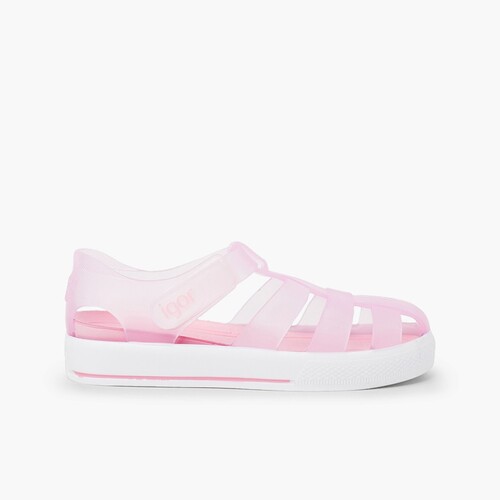 Sandales de plage avec du à scratch de type tennis Rose