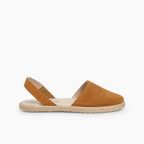 Sandales fermées fille et femme suède Chameau
