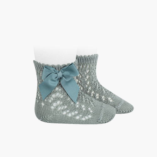 Chaussettes courtes Perle avec noeud Vert mer foncé