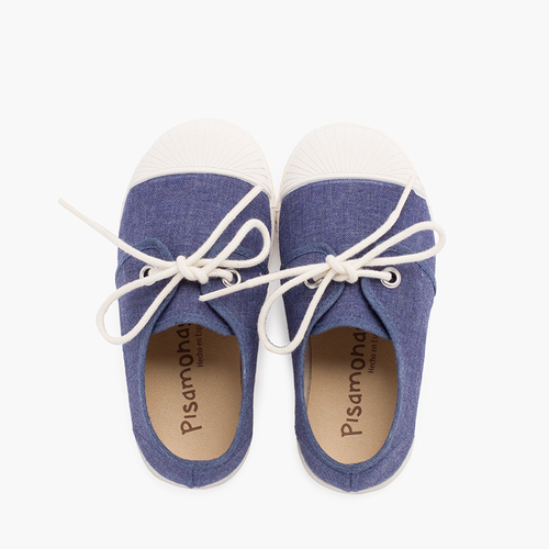 Baskets Casual en Toile Embout en Caoutchouc Bleu denim